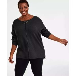 Style & Co Plus Size Tunic‎ Top Front Seam Black  Relaxed Fit Comfy Classic XL
